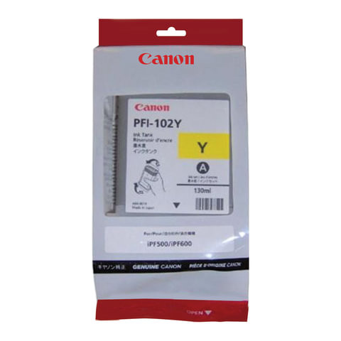 Картридж струйный CANON (PFI-102Y) iPF500/510/F600/605/610/650/655/700/710/720, желтый, оригинальный, 130 мл, 0898B001 по низкой цене оптом 