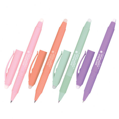 Ручка стираемая гелевая с грипом BRAUBERG SOFT&SILK PASTEL, СИНЯЯ, корпус ассорти, узел 0,7 мм, 143934 по низкой цене оптом 