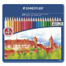 Карандаши цветные STAEDTLER (Германия) "Noris club", 24 цвета, заточенные, металлический пенал, 145 CM24 по низкой цене оптом 