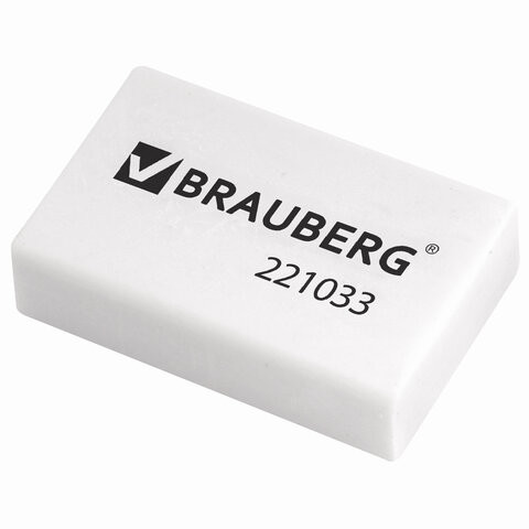 Ластик BRAUBERG, 26х17х7 мм, белый, прямоугольный, 221033 по низкой цене оптом 
