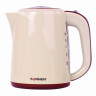 Чайник SONNEN KT-002, 1,7 л, 2200 Вт, закрытый нагревательный элемент, пластик, бежевый/красный, 451711 по низкой цене оптом Краснодар, Москва, Уфа, Казань, Барнаул, Владивосток, Хабаровск, Сахалин, Красноярск, Екатеренбург, 