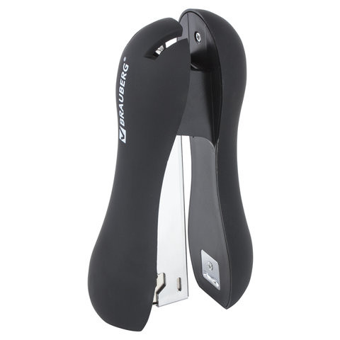 Степлер №24/6, 26/6 BRAUBERG "Soft Black", до 20 листов, эргономичный, черный, 226862 по низкой цене оптом 