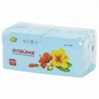 Салфетки бумажные 250 шт., 24х24 см, LAIMA/ЛАЙМА, синие (пастельный цвет), 100% целлюлоза, 111951