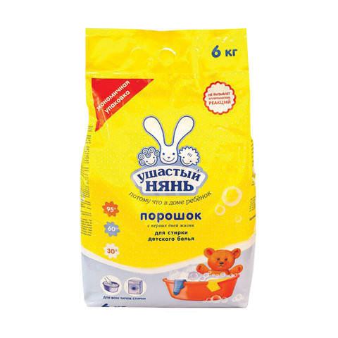 Стиральный порошок для всех типов стирки 6 кг, УШАСТЫЙ НЯНЬ, 1015 по низкой цене оптом 