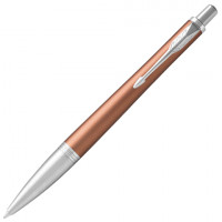 Ручка шариковая PARKER "Urban Premium Orange CT", корпус светло-коричневый, хромированные детали, синяя, 1931627