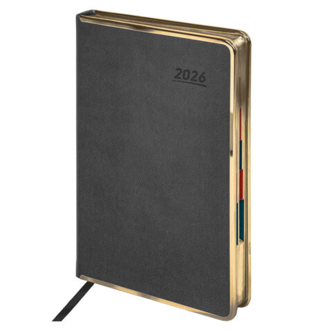 Ежедневник датированный 2026 А5 148х218мм GALANT Infinity Gold, под кожу, серый, 117502 по низкой цене оптом Ежедневник датированный 2026 А5 148х218мм GALANT Infinity Gold, под кожу, серый, 117502 по низкой цене оптом