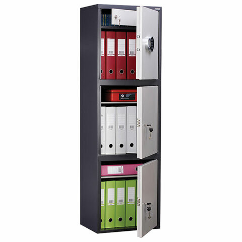 Шкаф металлический для документов AIKO "SL-150/3ТEL" ГРАФИТ, 1490х460х340 мм, 37 кг, S10799153902 по низкой цене оптом Краснодар, Москва, Уфа, Казань, Барнаул, Владивосток, Хабаровск, Сахалин, Красноярск, Екатеренбург, 