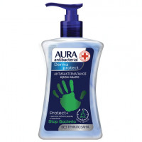 Мыло-крем антибактериальное 250 мл AURA DERMA PROTECT "Чайное дерево и тимьян", дозатор, 9962