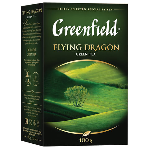 Чай GREENFIELD "Flying Dragon", зеленый, листовой, 100 г, 0357 по низкой цене оптом 