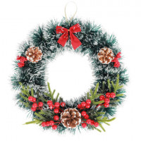 Венок новогодний, d35см "Пушистый", с декором, ПЭТ, ЗОЛОТАЯ СКАЗКА, 592520