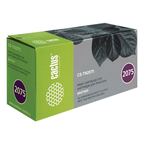 Картридж лазерный CACTUS (CS-TN2075) для BROTHER HL-2030R/MFC-7420/FAX-2825, ресурс 2500 страниц по низкой цене оптом 