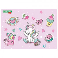 Настольное покрытие BRAUBERG KIDS, А3+, пластик, 46x33 см, "Unicorn dreams", 271730