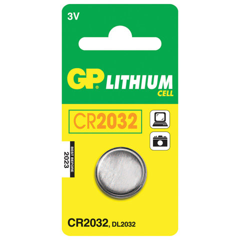 Батарейка GP Lithium, CR2032, литиевая, 1 шт., в блистере, CR2032-C1 по низкой цене оптом Краснодар, Москва, Уфа, Казань, Барнаул, Владивосток, Хабаровск, Сахалин, Красноярск, Екатеренбург, 