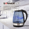 Чайник SONNEN KT-201, 1,7 л, 2200 Вт, закрытый нагревательный элемент, стекло, подсветка, черный, 451712 по низкой цене оптом Краснодар, Москва, Уфа, Казань, Барнаул, Владивосток, Хабаровск, Сахалин, Красноярск, Екатеренбург, 