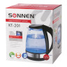 Чайник SONNEN KT-201, 1,7 л, 2200 Вт, закрытый нагревательный элемент, стекло, подсветка, черный, 451712 по низкой цене оптом Краснодар, Москва, Уфа, Казань, Барнаул, Владивосток, Хабаровск, Сахалин, Красноярск, Екатеренбург, 