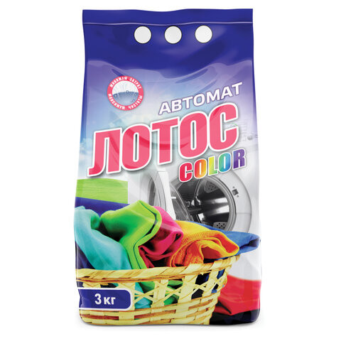 Стиральный порошок автомат 3 кг ЛОТОС "Color", улучшенная формула, для всех типов тканей по низкой цене оптом 