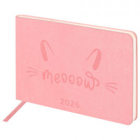 Еженедельник датированный 2026 МАЛЫЙ ФОРМАТ 105х160мм А6 BRAUBERG Imprint, тиснение, розовый, 117213