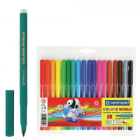 Фломастеры 18 ЦВЕТОВ CENTROPEN "Colour World", круглые, смываемые, вентилируемый колпачок, 7550/18TP, 7 7550 1884