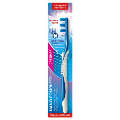 Зубная щетка средней жесткости, LAIMA DENT "Nano Complete", 609316 по низкой цене оптом Зубная щетка средней жесткости, LAIMA DENT "Nano Complete", 609316 по низкой цене оптом