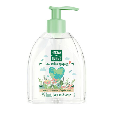 Мыло жидкое 520мл ЧИСТАЯ ЛИНИЯ "Березовое", дозатор, ш/к 94008 по низкой цене оптом  Мыло жидкое 520мл ЧИСТАЯ ЛИНИЯ "Березовое", дозатор, ш/к 94008 по низкой цене оптом