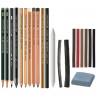 Набор художественный FABER-CASTELL "Pitt Monochrome", 33 предмета, металлическая коробка, 112977 по низкой цене оптом 