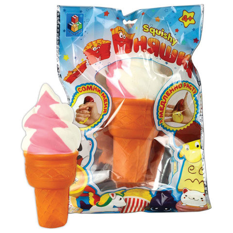 Игрушка-антистресс "Мммняшка squishy", "Мороженое", 1TOY, Т12317 по низкой цене оптом Краснодар, Москва, Уфа, Казань, Барнаул, Владивосток, Хабаровск, Сахалин, Красноярск, Екатеренбург, 