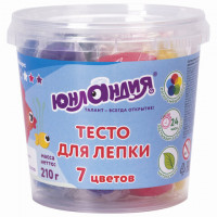Пластилин на растительной основе (тесто для лепки) ЮНЛАНДИЯ, 7 цветов, 210 г, стакан, 105503