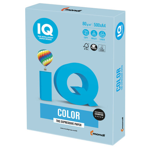Бумага цветная IQ color, А4, 80 г/м2, 500 л., пастель, голубой лед, OBL70 по низкой цене оптом 