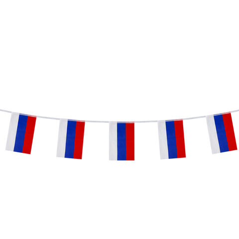 Гирлянда из флагов России, длина 5 м, 10 прямоугольных флажков 20х30 см, BRAUBERG, 550185, RU25 по низкой цене оптом Краснодар, Москва, Уфа, Казань, Барнаул, Владивосток, Хабаровск, Сахалин, Красноярск, Екатеренбург, 