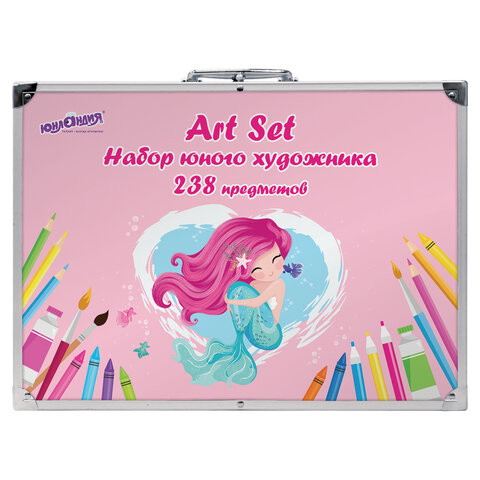 Набор ЮНОГО ХУДОЖНИКА "Mermaid" для рисования и творчества в кейсе ЮНЛАНДИЯ ПРЕМИУМ, 238 предметов, 664635 по низкой цене оптом Краснодар, Москва, Уфа, Казань, Барнаул, Владивосток, Хабаровск, Сахалин, Красноярск, Екатеренбург, 