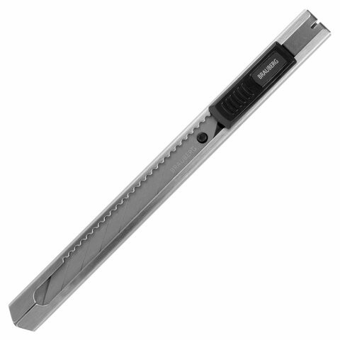Нож канцелярский 9 мм BRAUBERG "Extra 30", металлический, лезвие 30°, автофиксатор, подвес, 237084 по низкой цене оптом Краснодар, Москва, Уфа, Казань, Барнаул, Владивосток, Хабаровск, Сахалин, Красноярск, Екатеренбург, 
