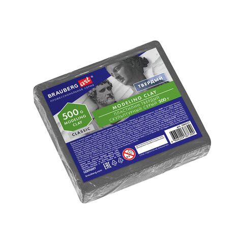 Пластилин скульптурный BRAUBERG ART CLASSIC, серый, 0,5 кг, твердый, 106517 по низкой цене оптом 