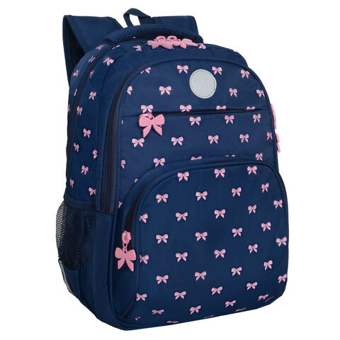Рюкзак GRIZZLY школьный, анатом. спинка, 2 отделения, д/дев., PINK BOWS, 39х30х20 см, RG-568-2/3 по низкой цене оптом 