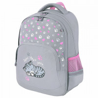 Рюкзак BRAUBERG SOFT, 2 отделения, 3 кармана, "Sleepy cat", СВЕТЯЩИЙСЯ, 40х31х15 см, 272035