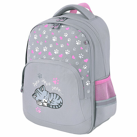 Рюкзак BRAUBERG SOFT, 2 отделения, 3 кармана, "Sleepy cat", СВЕТЯЩИЙСЯ, 40х31х15 см, 272035 по низкой цене оптом 