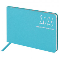 Еженедельник датированный 2026 МАЛЫЙ ФОРМАТ 105х160мм А6 BRAUBERG Blaze, фольга, голубой, 117214