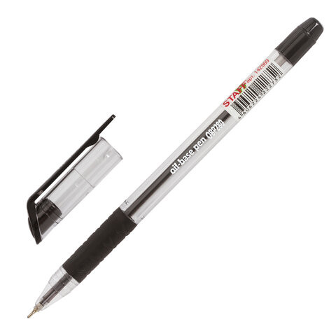 Ручка шариковая масляная с грипом STAFF "OBP-279", ЧЕРНАЯ, игольчатый узел 0,7 мм, линия письма 0,35 мм, 142989 по низкой цене оптом 
