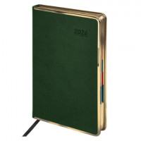 Ежедневник датированный 2026 А5 148х218мм GALANT Infinity Gold, под кожу, темно-зеленый, 117504