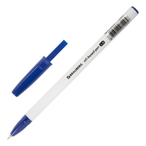 Ручка шариковая масляная BRAUBERG Stick Medium, СИНЯЯ, узел 1 мм, линия письма 0,5 мм, 143419 по низкой цене оптом 