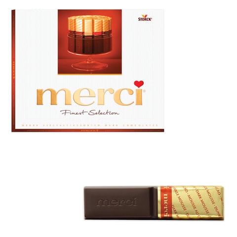 Конфеты шоколадные MERCI (Мерси), ассорти из темного шоколада, 250 г, картонная коробка, 015423-35/49/61 по низкой цене оптом Краснодар, Москва, Уфа, Казань, Барнаул, Владивосток, Хабаровск, Сахалин, Красноярск, Екатеренбург, 
