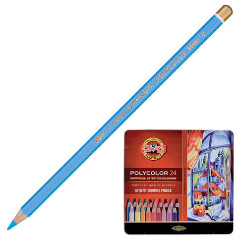 Карандаши цветные художественные KOH-I-NOOR "Polycolor", 24 цвета, 3,8 мм, металлическая коробка, 3824024002PL по низкой цене оптом 