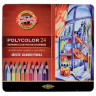 Карандаши цветные художественные KOH-I-NOOR "Polycolor", 24 цвета, 3,8 мм, металлическая коробка, 3824024002PL по низкой цене оптом 