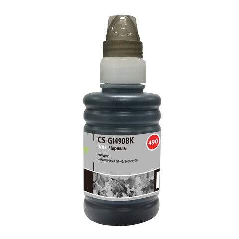 Чернила CACTUS (CS-GI490BK) для СНПЧ CANON Pixma G1400/G2400/G3400, черные, 0,1 л по низкой цене оптом 