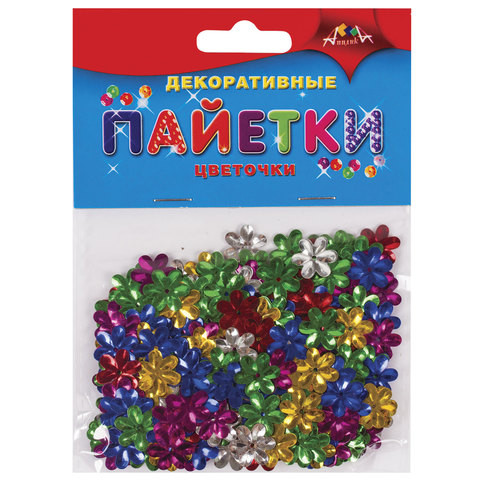 Материалы для творчества АППЛИКА "Декоративные пайетки", цветочки, С2896 по низкой цене оптом 