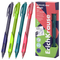 Ручка стираемая гелевая ERICH KRAUSE ErgoLine Magic Stick&Grip, СИНЯЯ, корпус ассорти, 63145